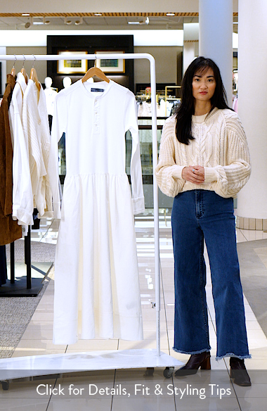 Polo Ralph Lauren Long Sleeve Mixed Media Henley Midi Dress