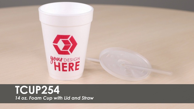 14 oz. Foam Cup with Lid and Straw | TCUP254