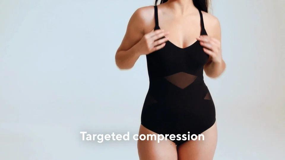 High Compression Wear-Your-Own-Bra Bodysuit, Slate, 3X