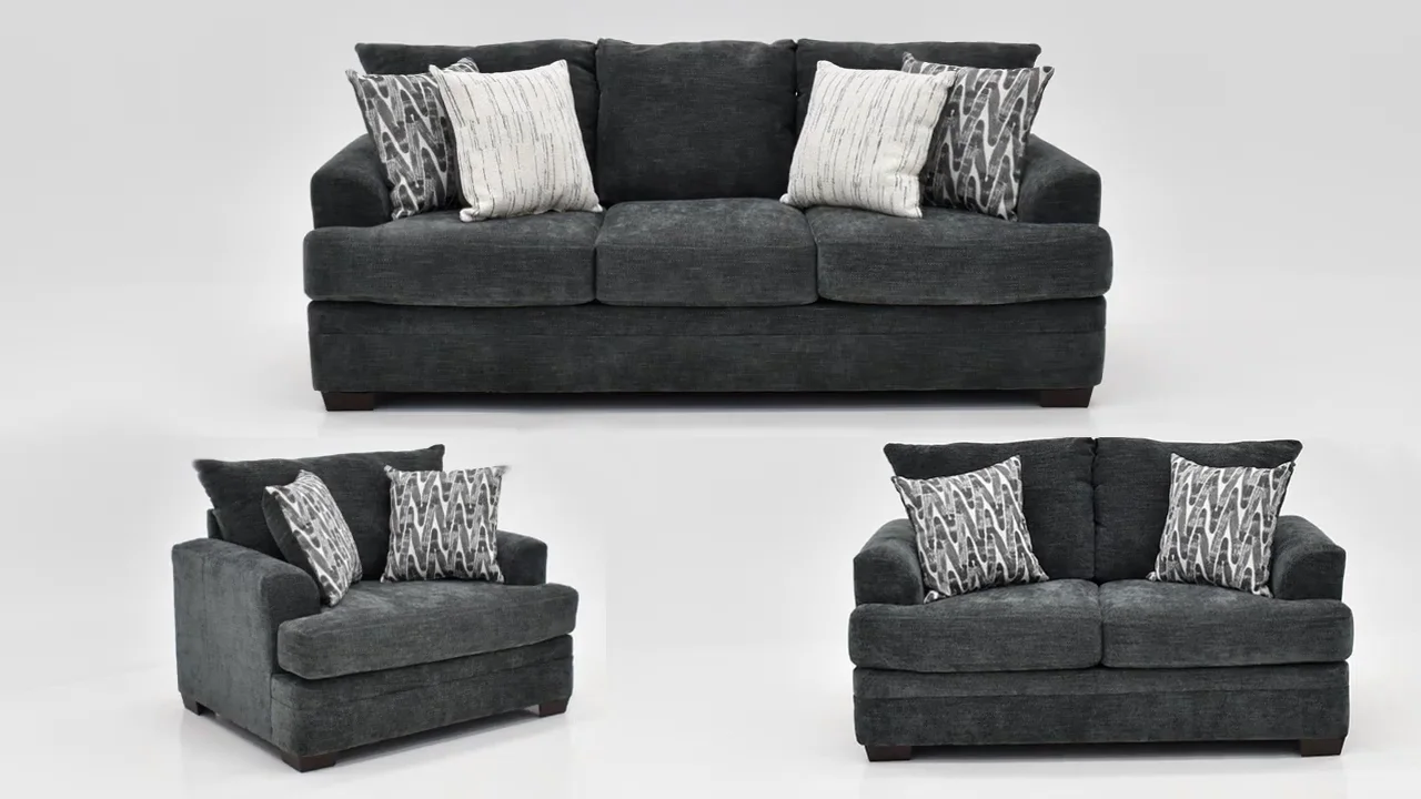 Aden Furniture Home - | Gray Sofa Set