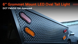 PSZLEDTBL6010 - 6-Inch Oval Grommet Mount 10 LED Red Amber and White Tail Lights - DOT FMVSS 108 - SAE I6P S2T2I6 2R