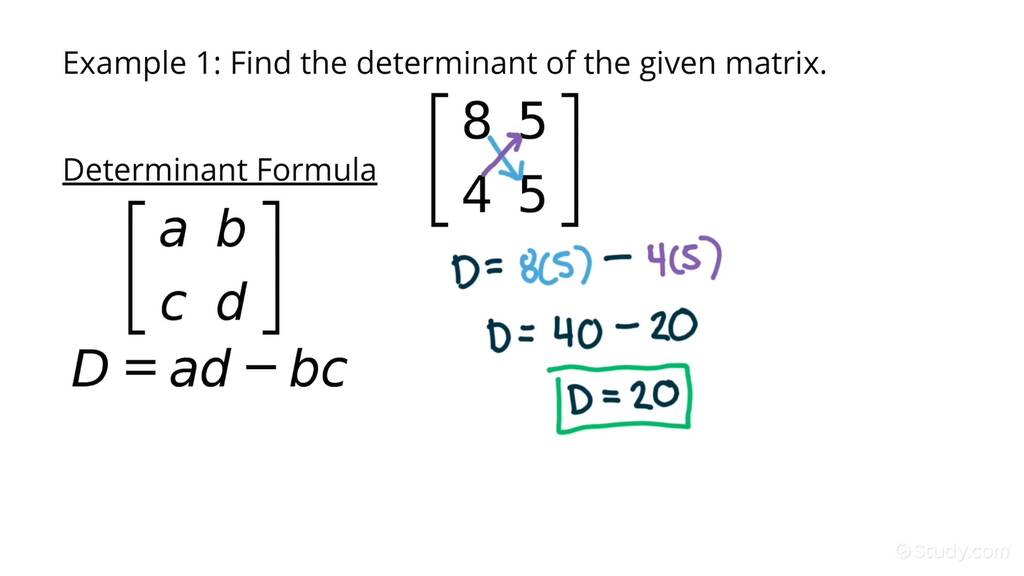 How to Find the Determinant of a Matrix | Precalculus | Study.com