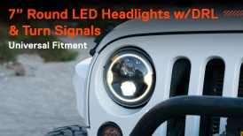LEDHDL1602 - 7 Inch Round H6024 2D1 Sealed Beam LED Headlight Bulbs w/ Halo DRL and Turn Signals - DOT FMVSS 108 - SAE VOR HL P