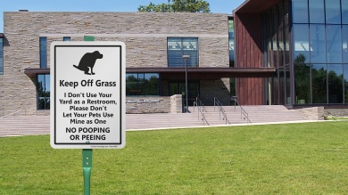 Keep Off Grass, No Dog Pooping Peeing Sign