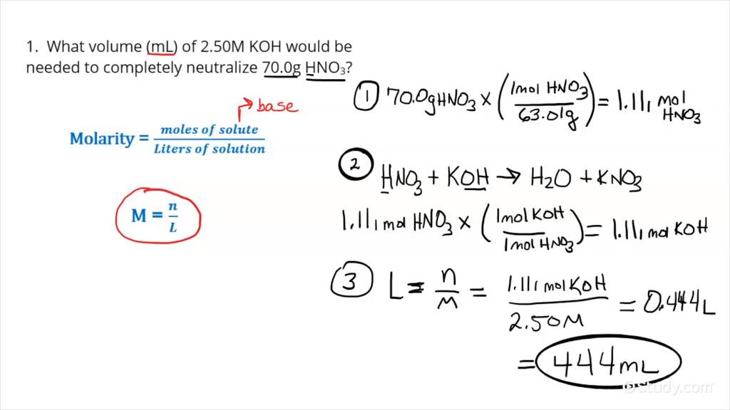How to Determine the Volume of Base Needed to Titrate a Given Mass of