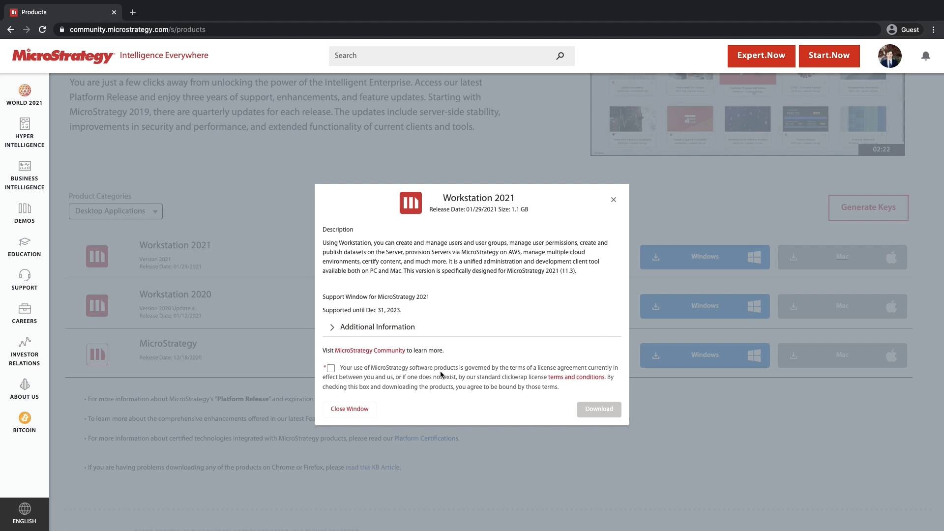 Download and Install MicroStrategy Workstation