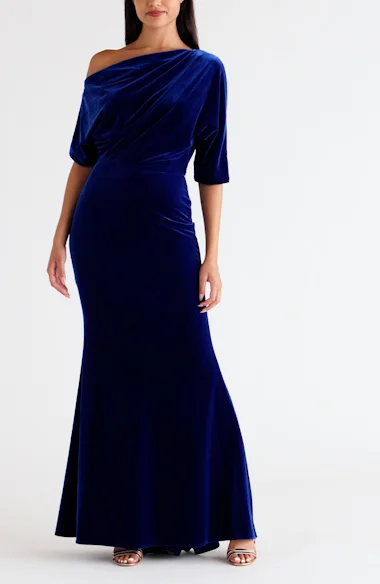 Xscape Evenings Off the Shoulder Velvet Gown