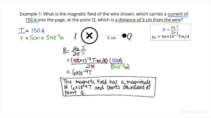 How To Calculate The Magnetic Field Generated By A Long Straight Current Carrying Wire Physics 7834