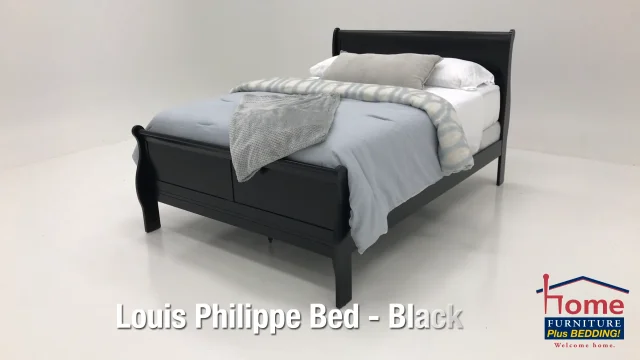 Louis Philippe Black Full Sleigh Bed w/Dresser and Mirror Mariem