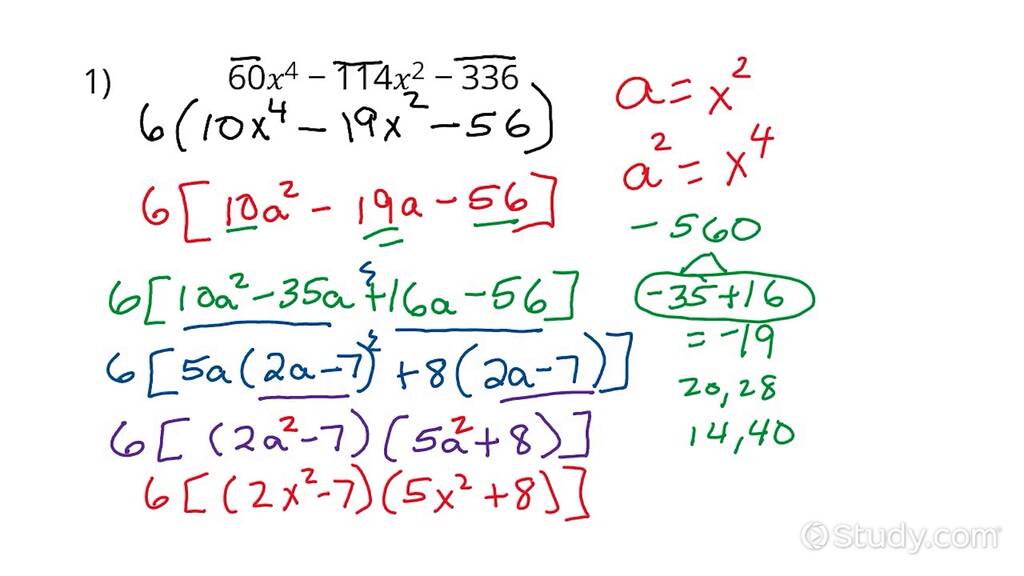 Factoring With Substitution In Quadratic Patterns Algebra 5580