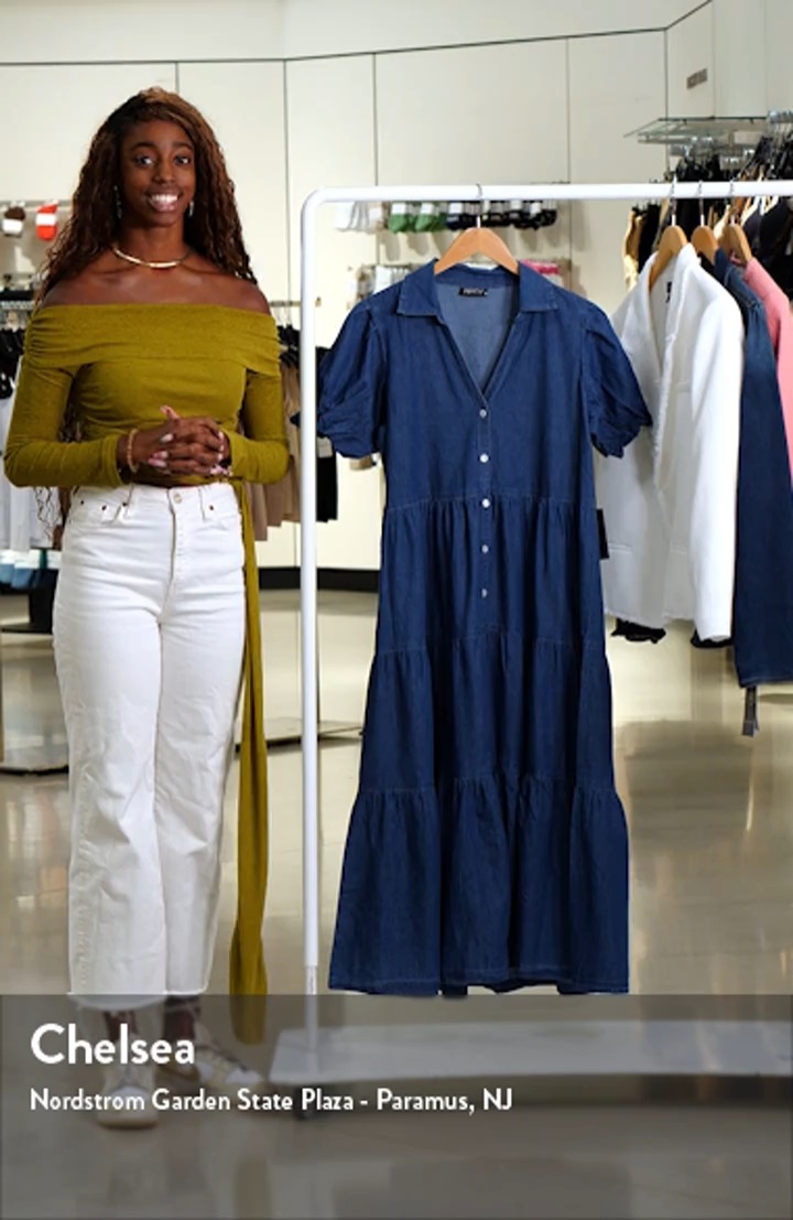 Puff Sleeve Tiered Denim Maxi Dress (Women) | Nordstrom