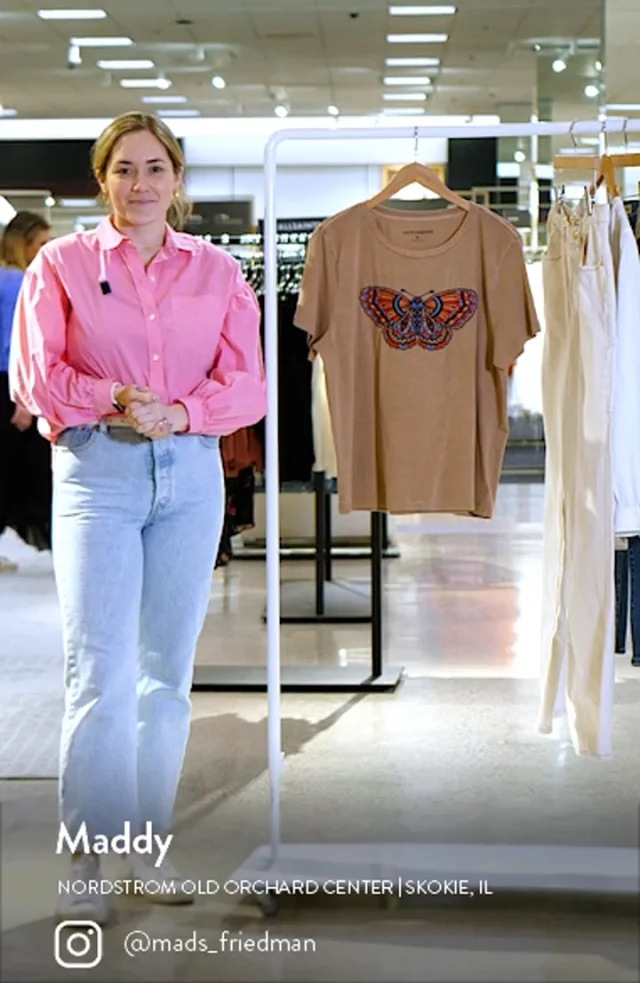 Lucky Brand Butterfly Embroidered Cotton T-Shirt | Nordstrom