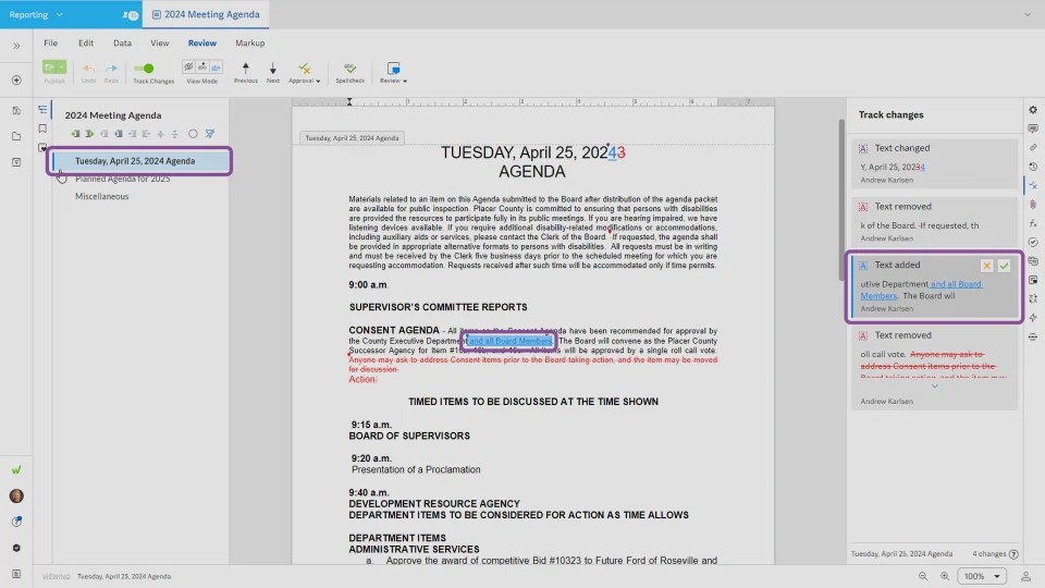 Track changes in Documents – Support Center