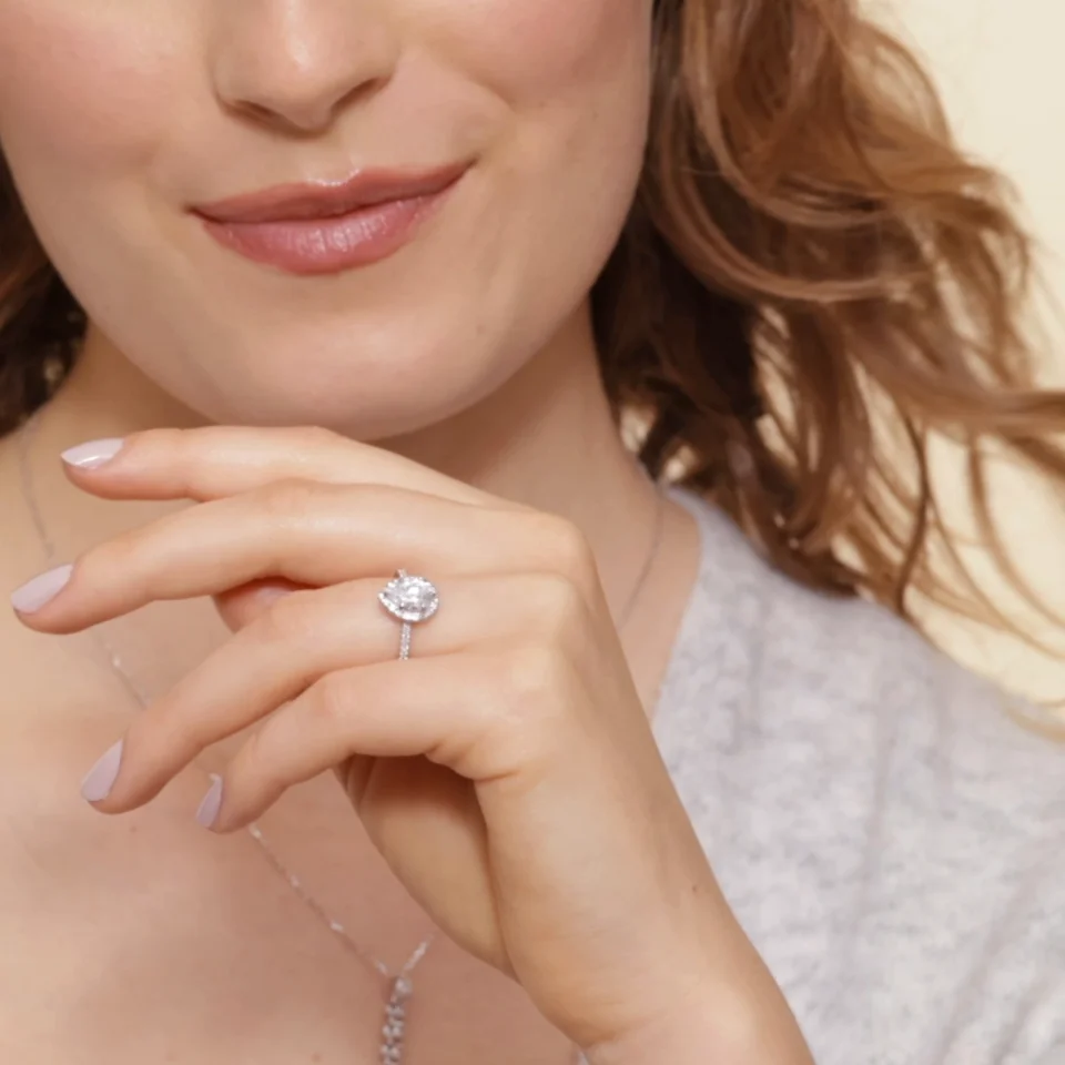 18K White Gold Cambria Halo Diamond Ring