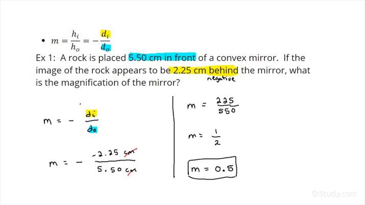 How to Calculate the Magnification of a Convex Mirror | Physics | Study.com