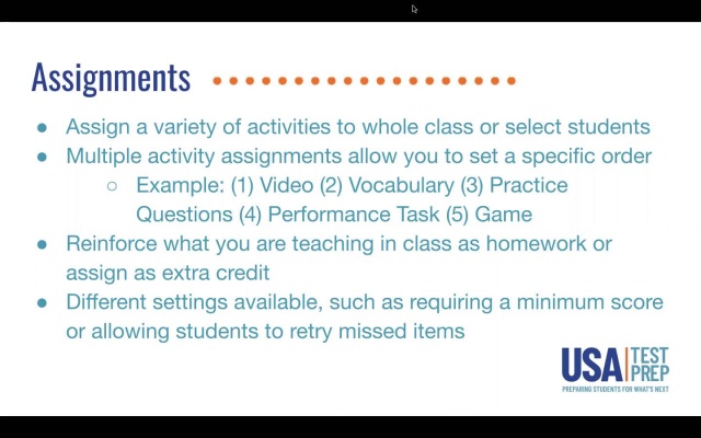 Screenshot from Getting Started with USATestprep video