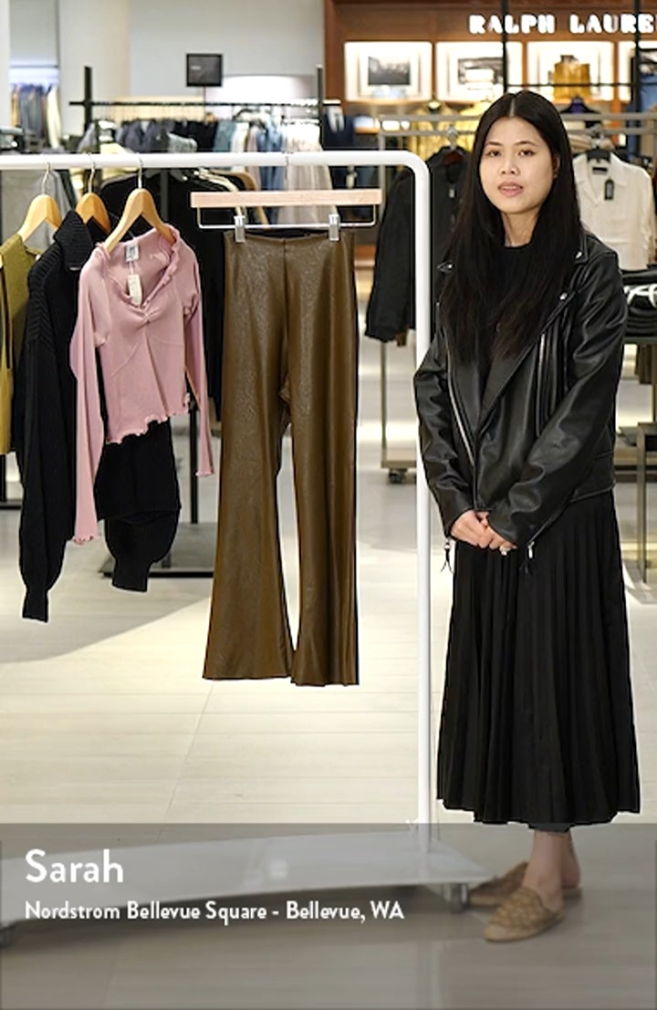Faux Leather Flare Crop Pull-On Pants