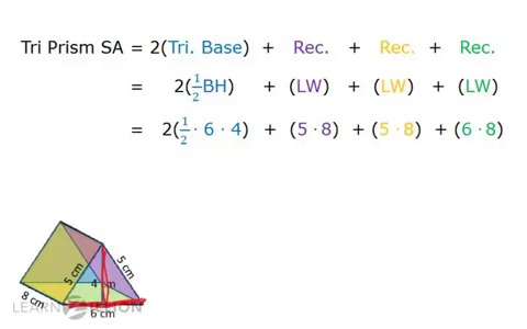 total surface area of triangle