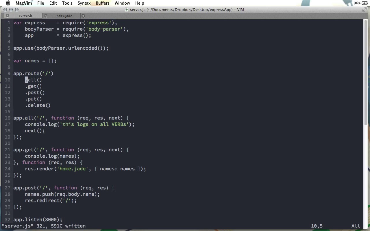 Getting Started with Express - Grouping Routes with app.route