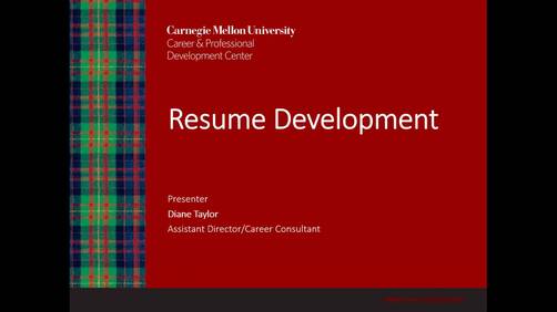 Professional Development Webinar: Resume Development