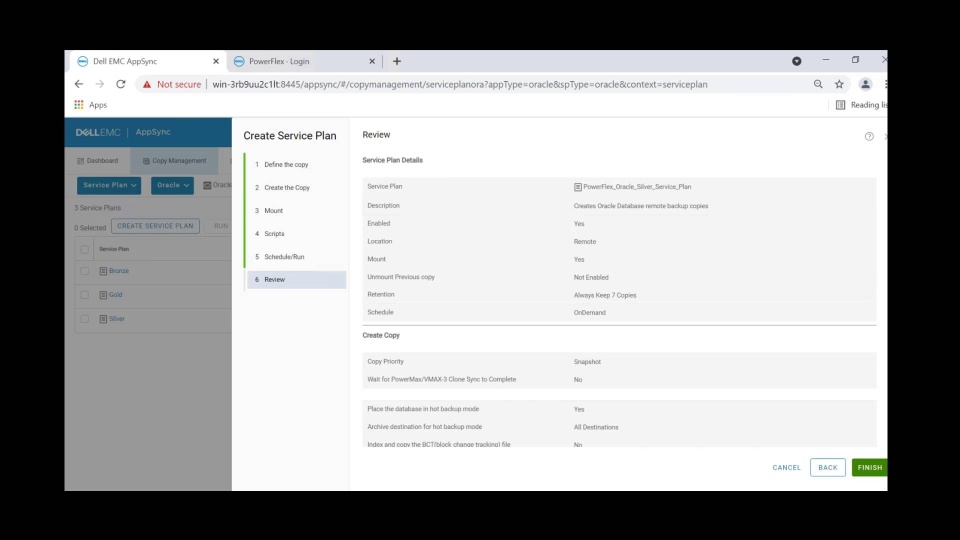 Integrated copy data management with AppSync for Oracle running on