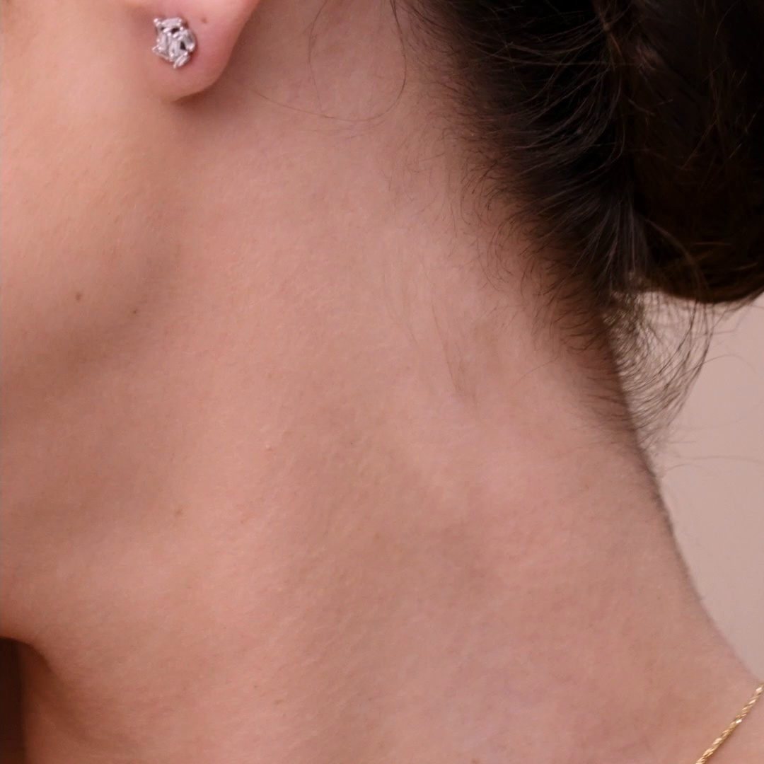 18K White Gold Baguette Diamond Cluster Earrings (1/2 ct. tw.)