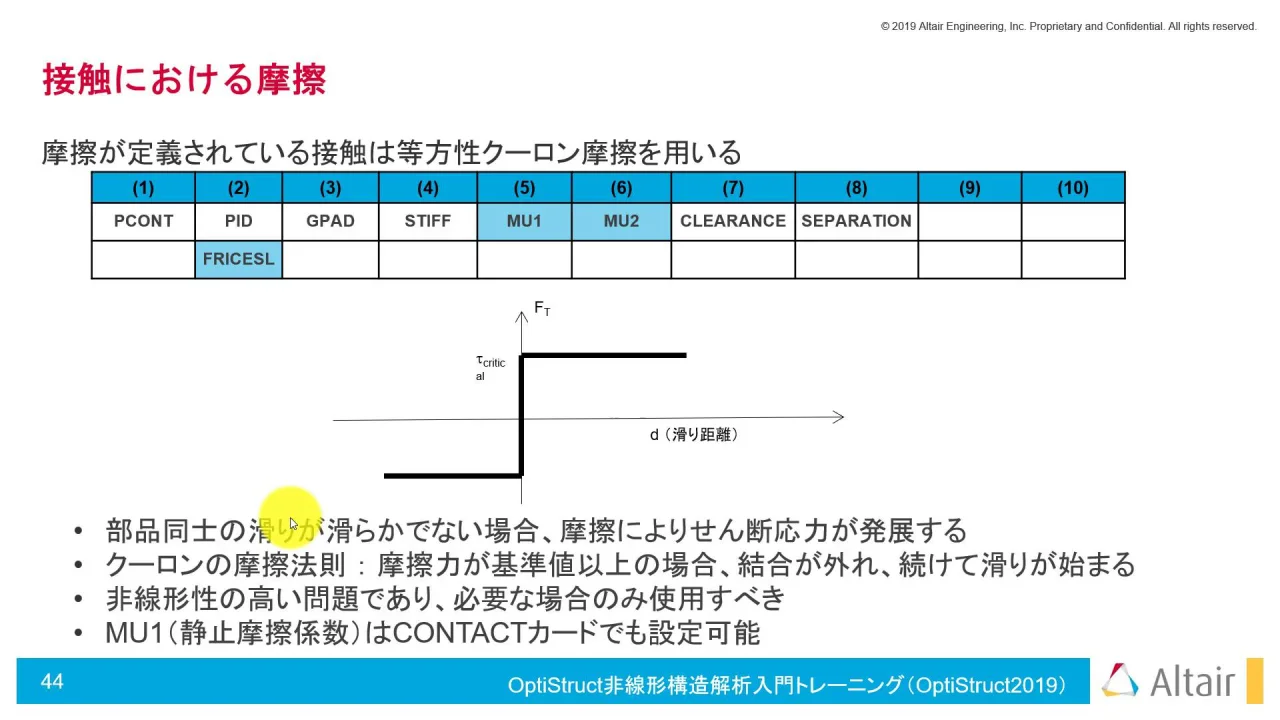 #05 OptiStruct 非線形構造解析入門コース（説明3）