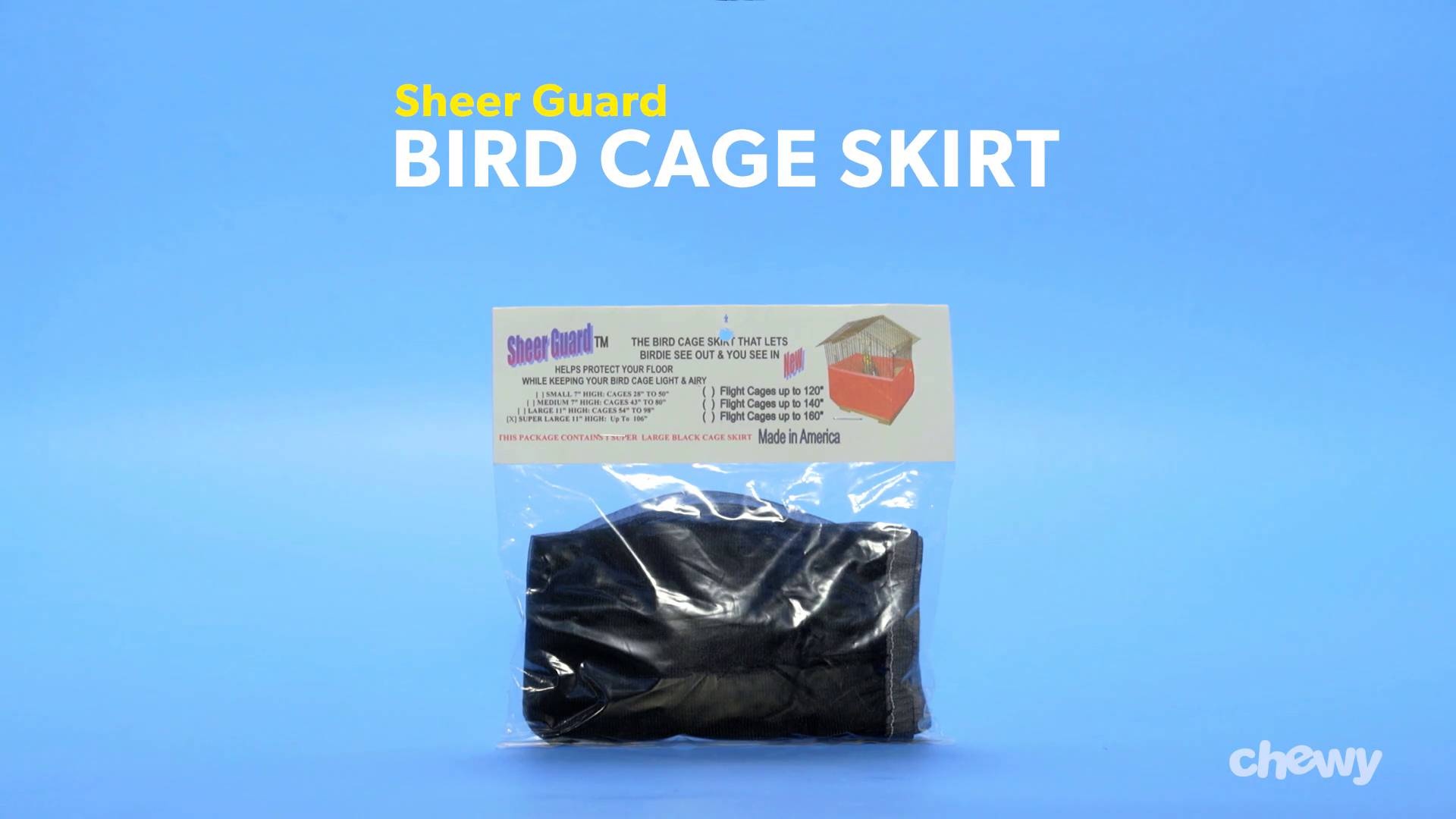 Black Sheer Guard Bird Cage Skirt Large Size