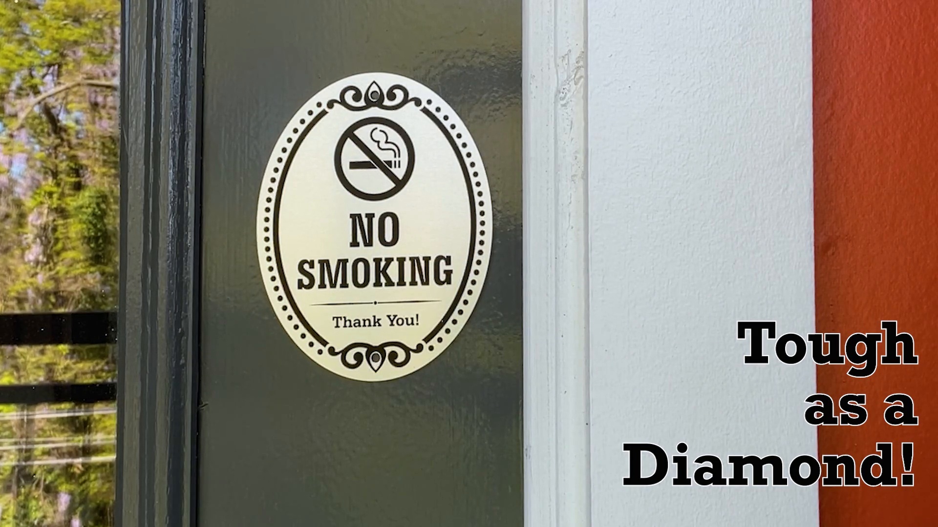 No Smoking Thank You 4x5 Diamond Plate Oval Sign DP-0133