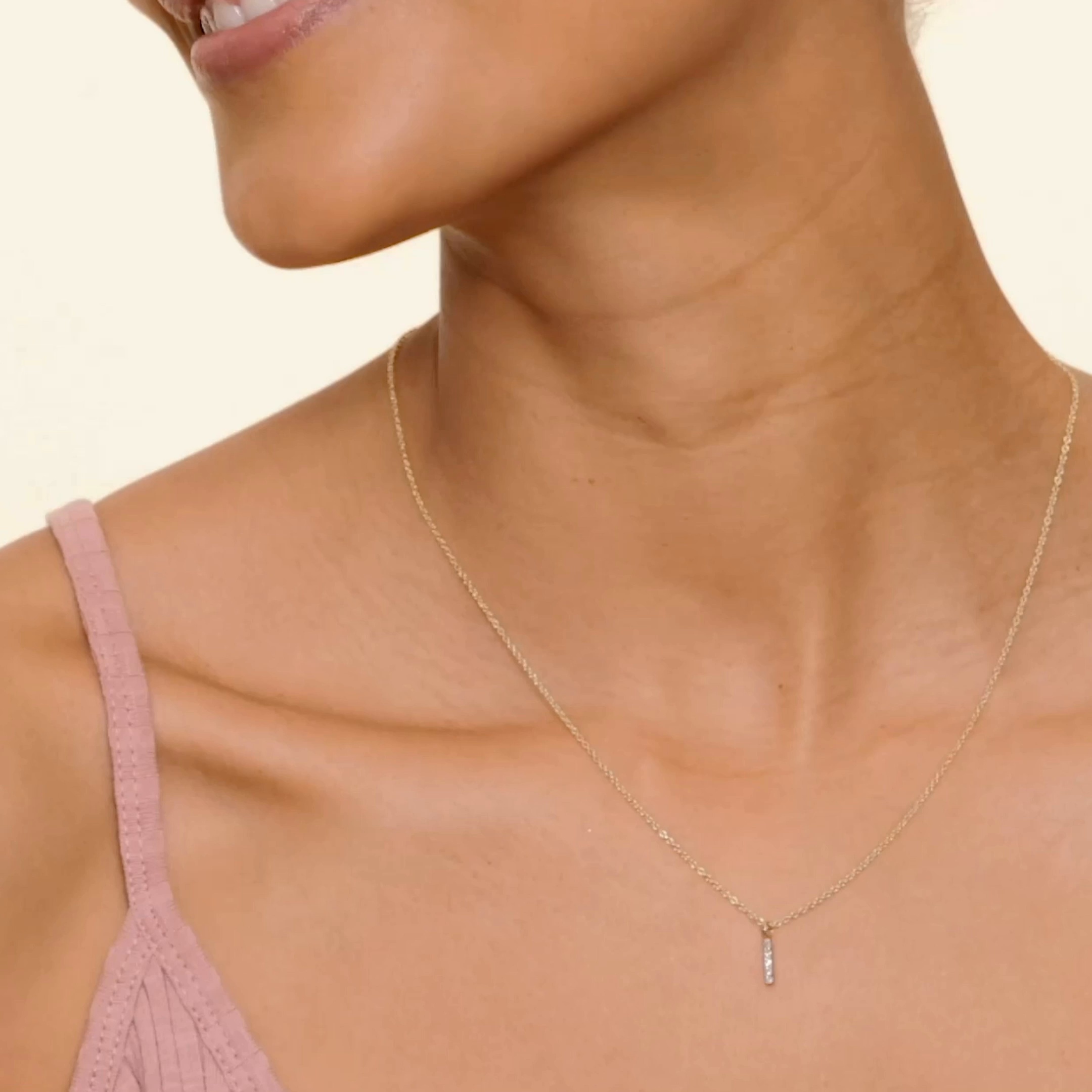 Vertical bar necklace sales with diamond