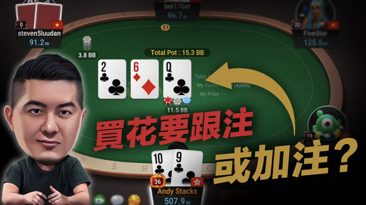 GG撲克｜急速紅包桌，在線上德州撲克，如果遇到買花情況要跟注或加注？ - Stacks Poker