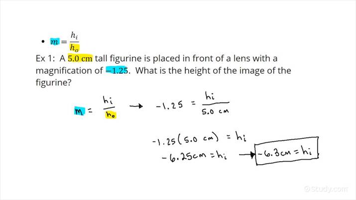 How To Calculate The Image Height Of An Object For A Lens Physics 6482
