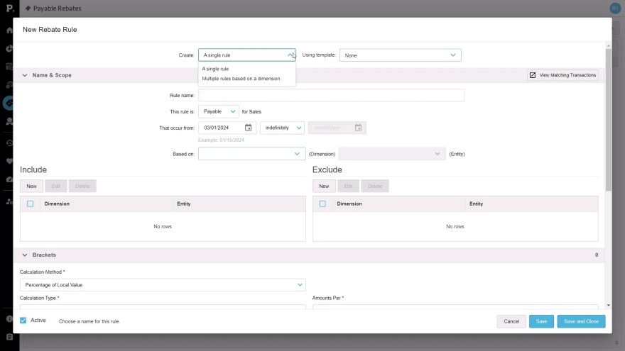 Create a rule - Initial setup