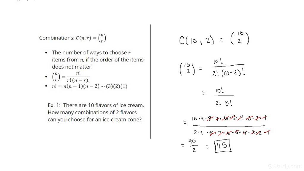 Computing Combinations | Algebra | Study.com