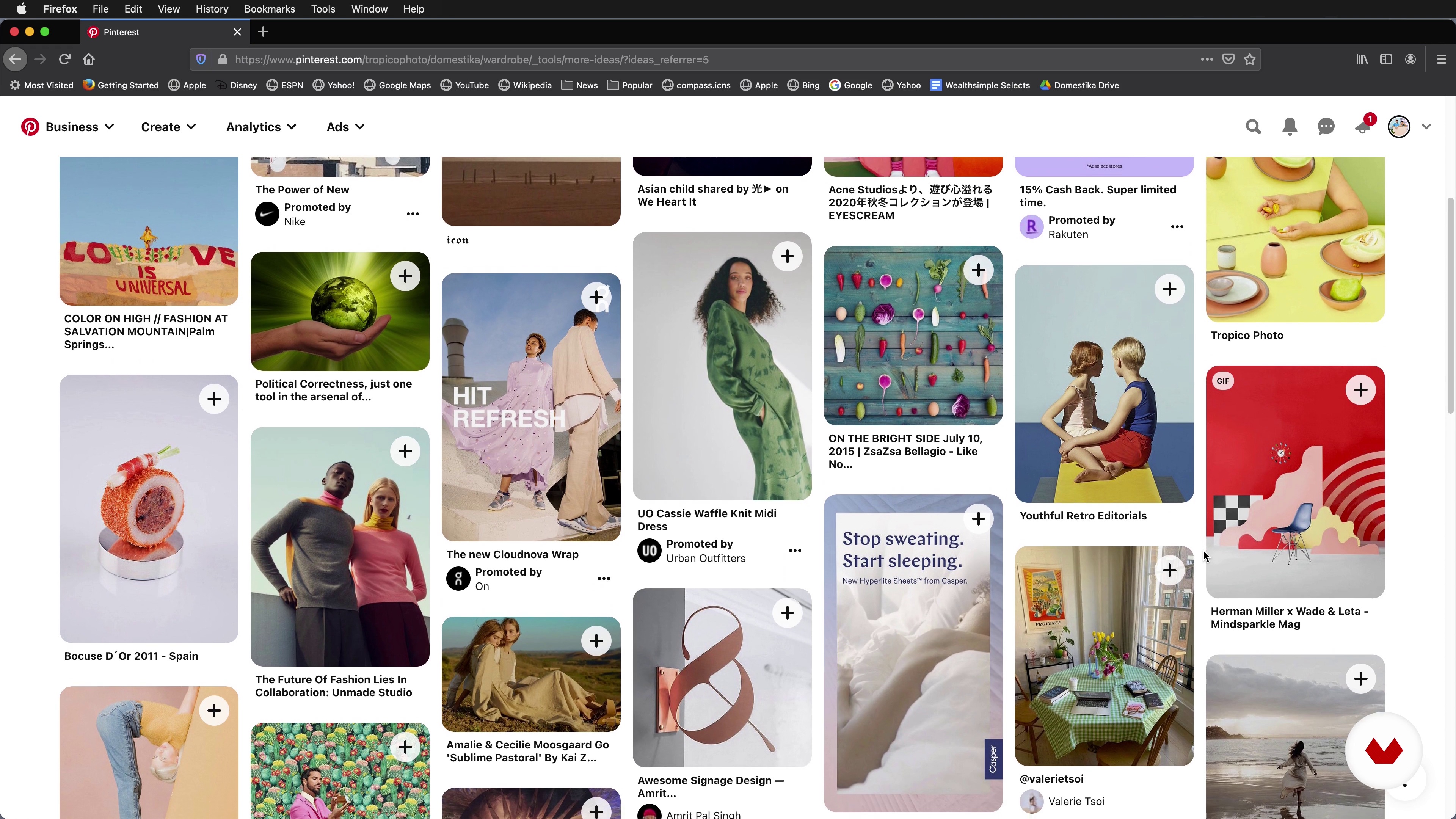 Moodboard e tavolozza dei colori