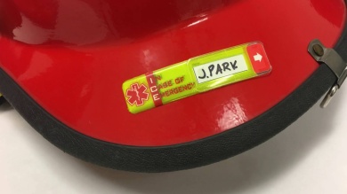 Worker Emergency Hard Hat ID Window