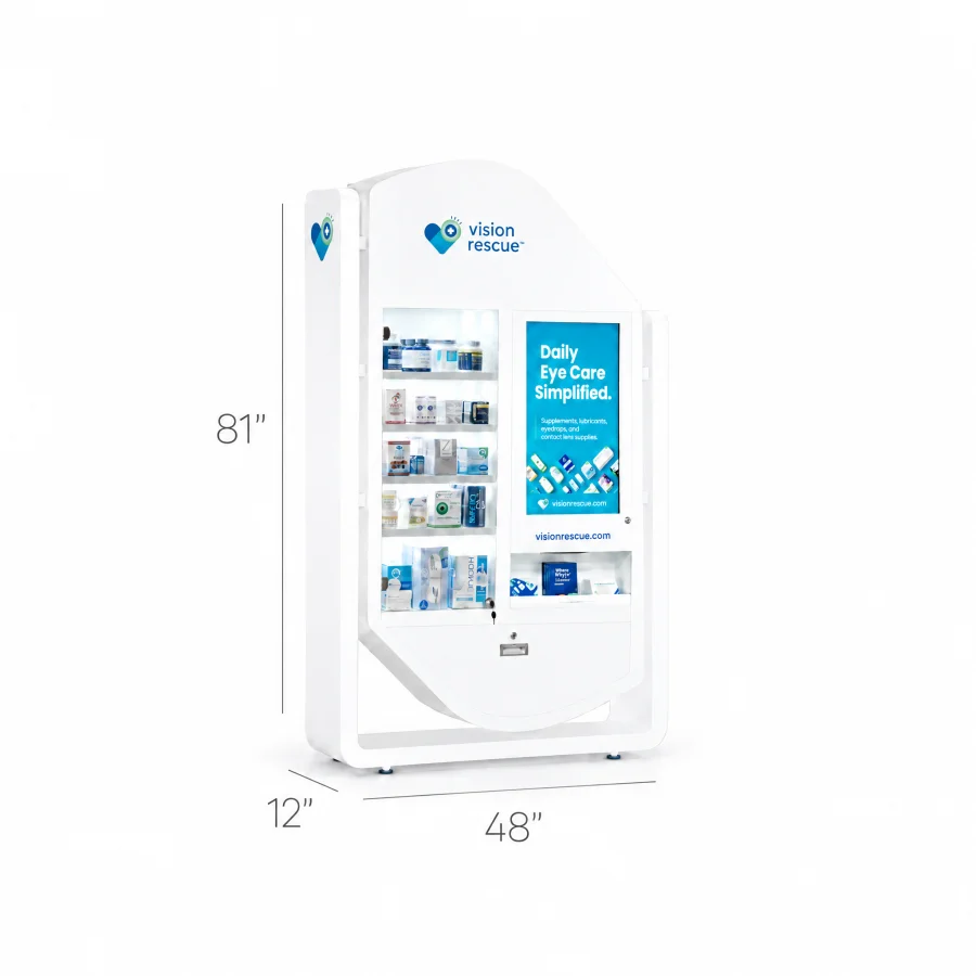 Vision Rescue Hybrid Display with product shelves and a digital screen