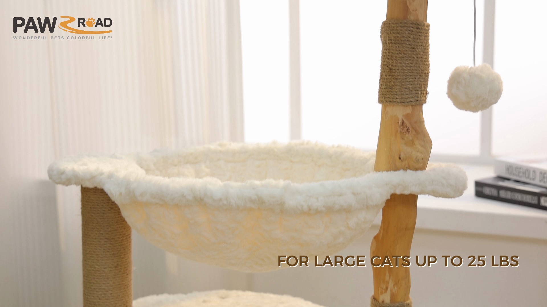 PAWZ ROAD 40-in Modern Luxury Large Hammock Fleece Cat Tree