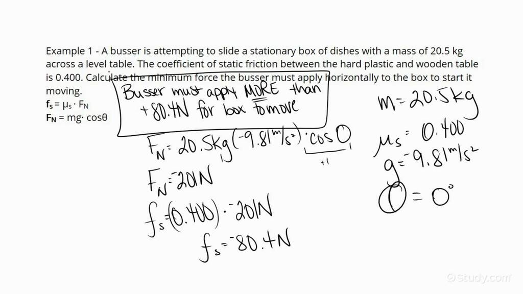 Solving Problems Calculating the Maximum Force of Static Friction on a ...