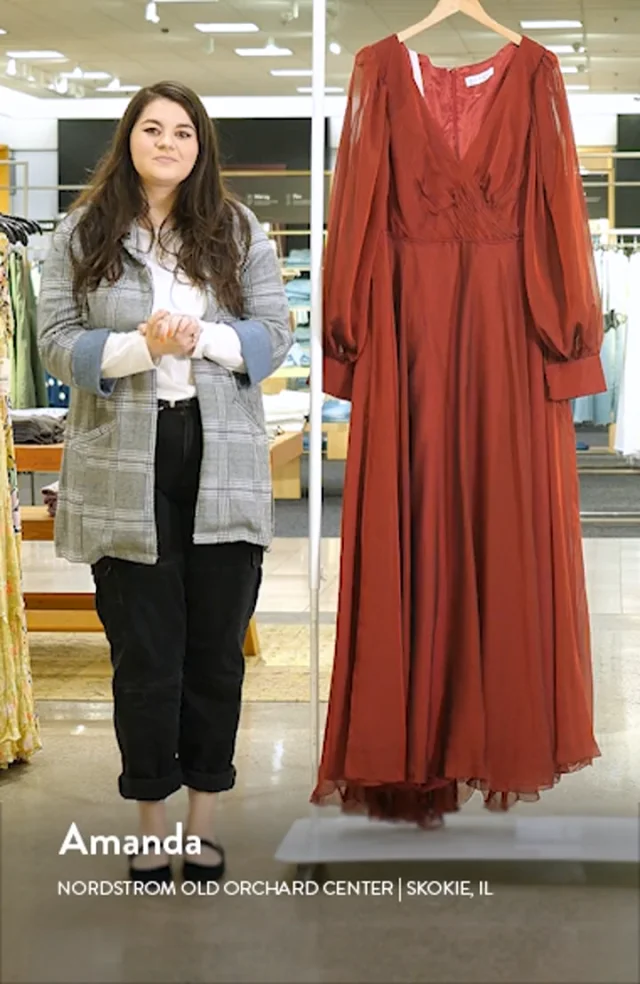 限定!!Mac Duggal Illusion 長袖 Aライン ドレス Mac Duggal Illusion Long Sleeve A-Line Gown | Nordstrom