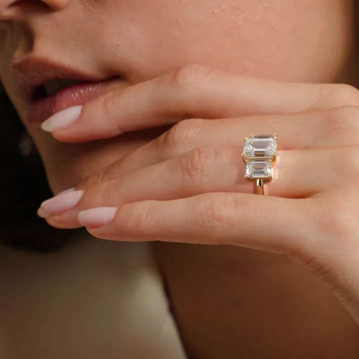 Luxe Rhiannon Three Stone Diamond Ring (1 1/10 ct. tw.) in 18K Yellow Gold