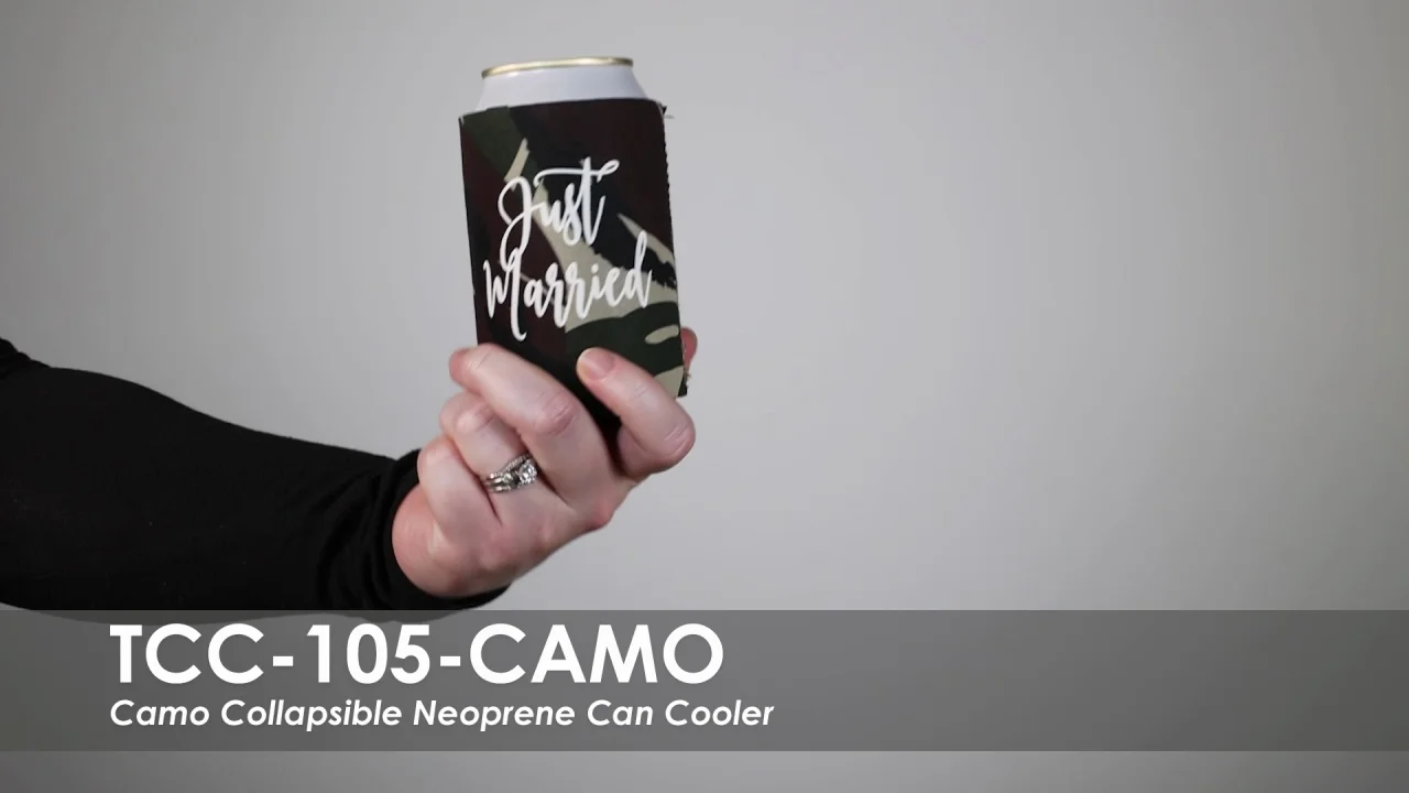 Camo Collapsible Neoprene Can Cooler | Totally Promotional
