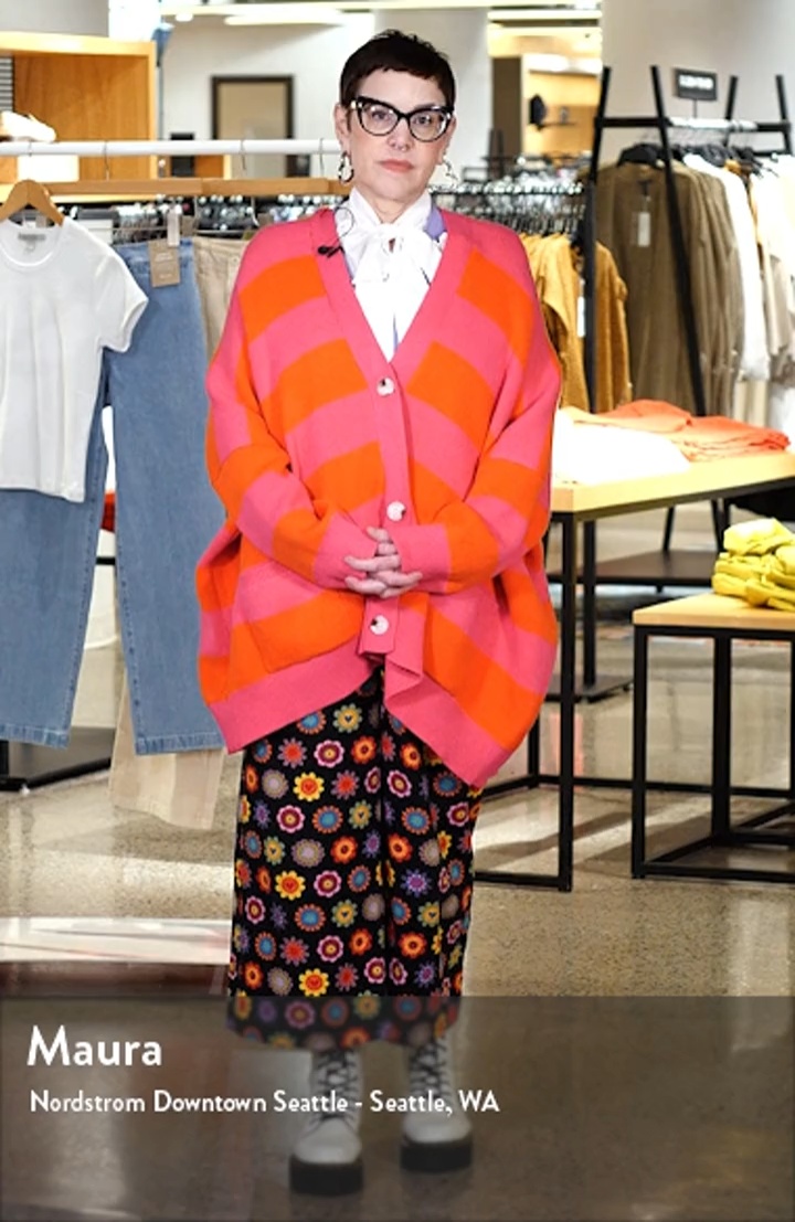 カーディガン Stripe Mohair Wide Cardigan / Orange Striped Mohair Cardigan – LEIF