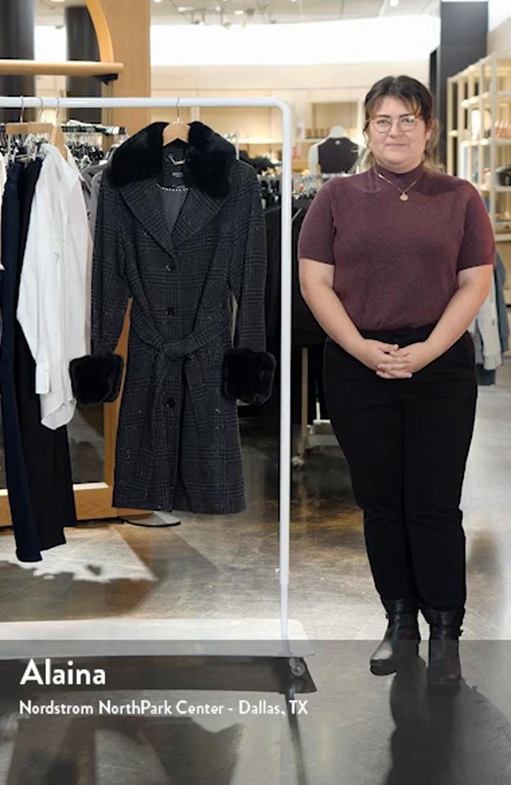 Kate Spade New York walker belted coat with removable faux fur