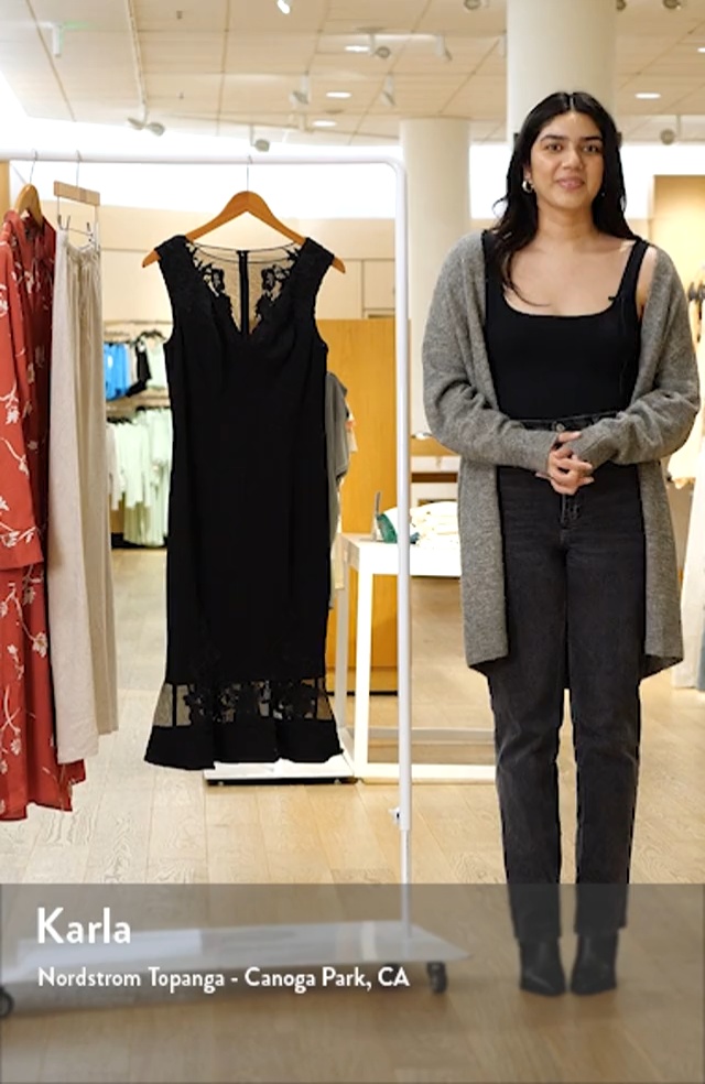 Aidan Mattox Floral Lace Trim Mesh Cocktail Dress | Nordstrom