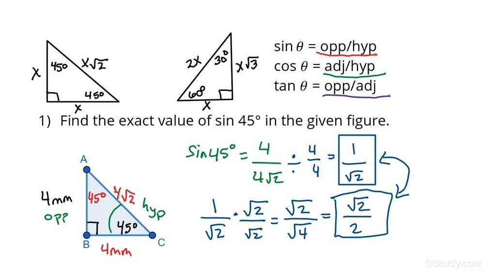 Solving Problems with Special Triangles | Algebra | Study.com