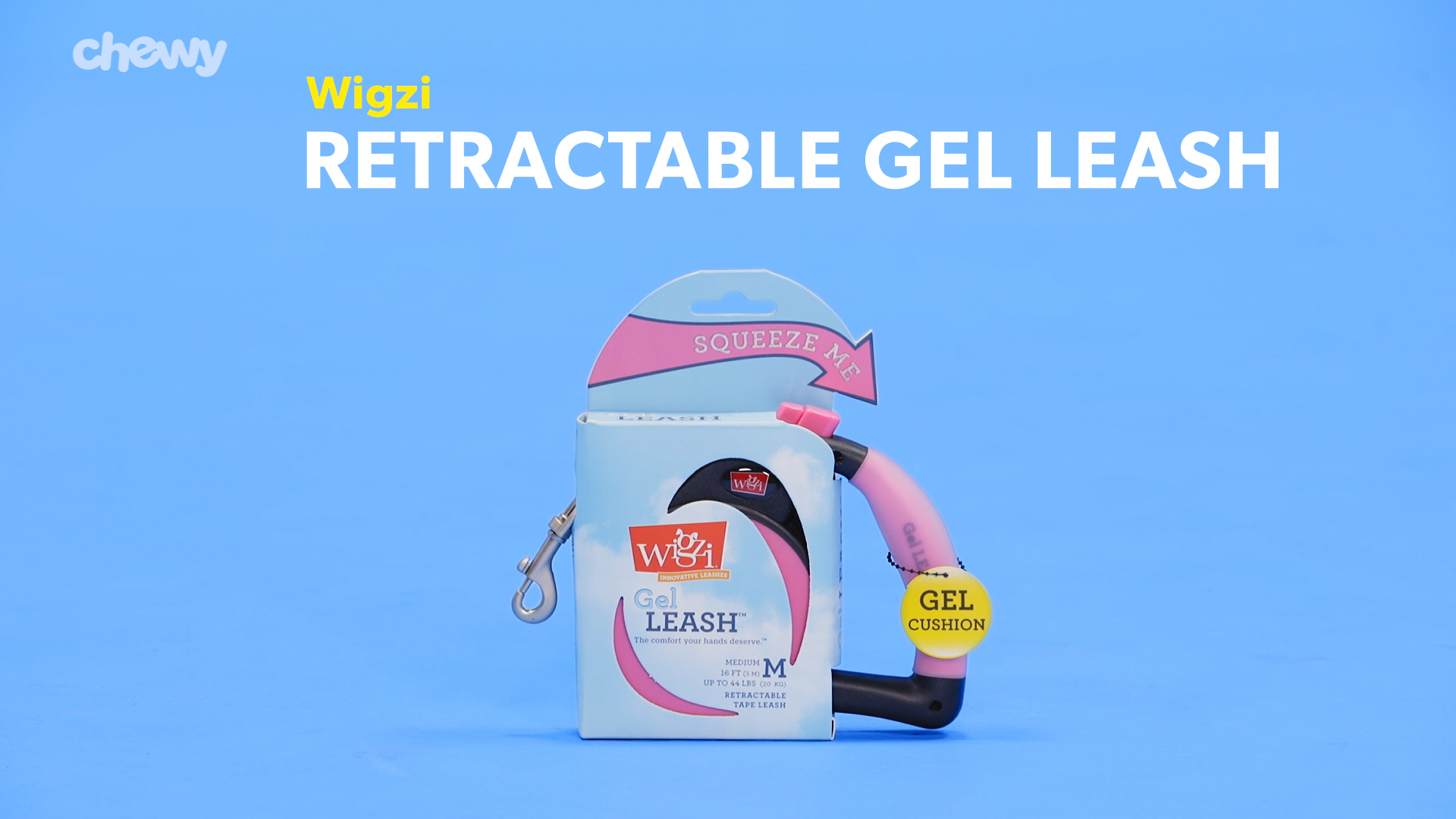 NEW Wigzi Gel Retractable Tape Leash LARGE MEDIUM SMALL sizes BLUE 
