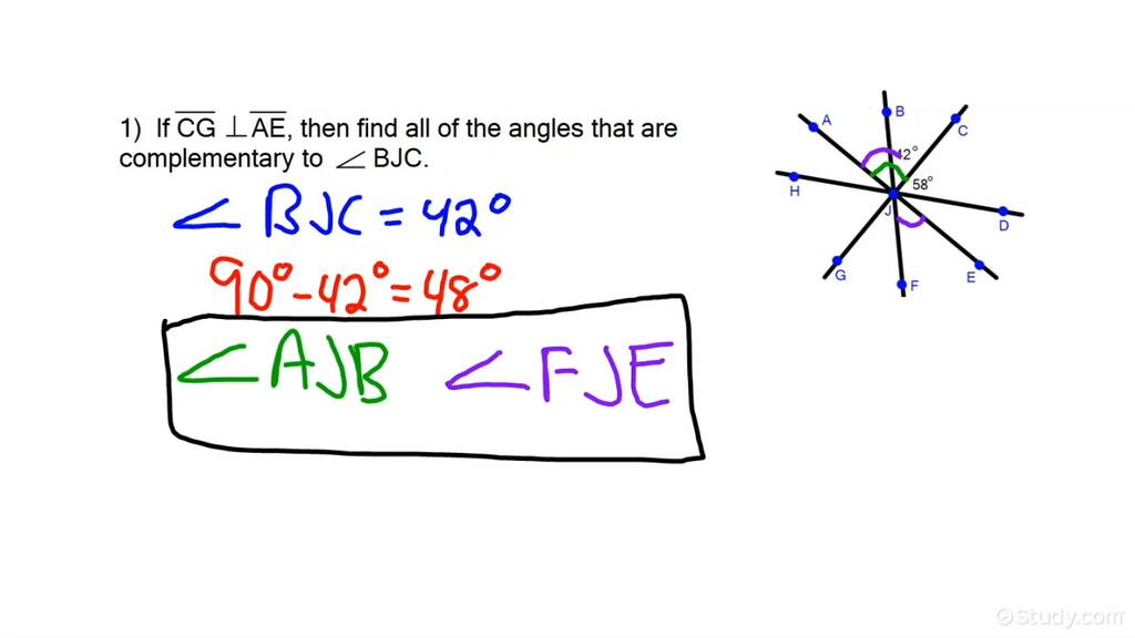 How to Identify Complementary Angles | Geometry | Study.com