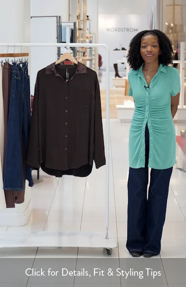 SKIMS Lightweight Stretch Satin Button-Up Shirt | Nordstrom