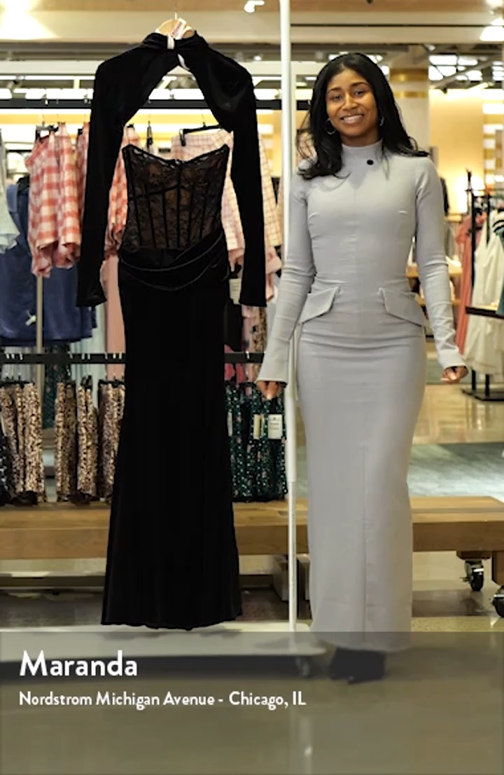 Ayana Strapless Lace & Velvet Mermaid Gown & Bolero Set (Women